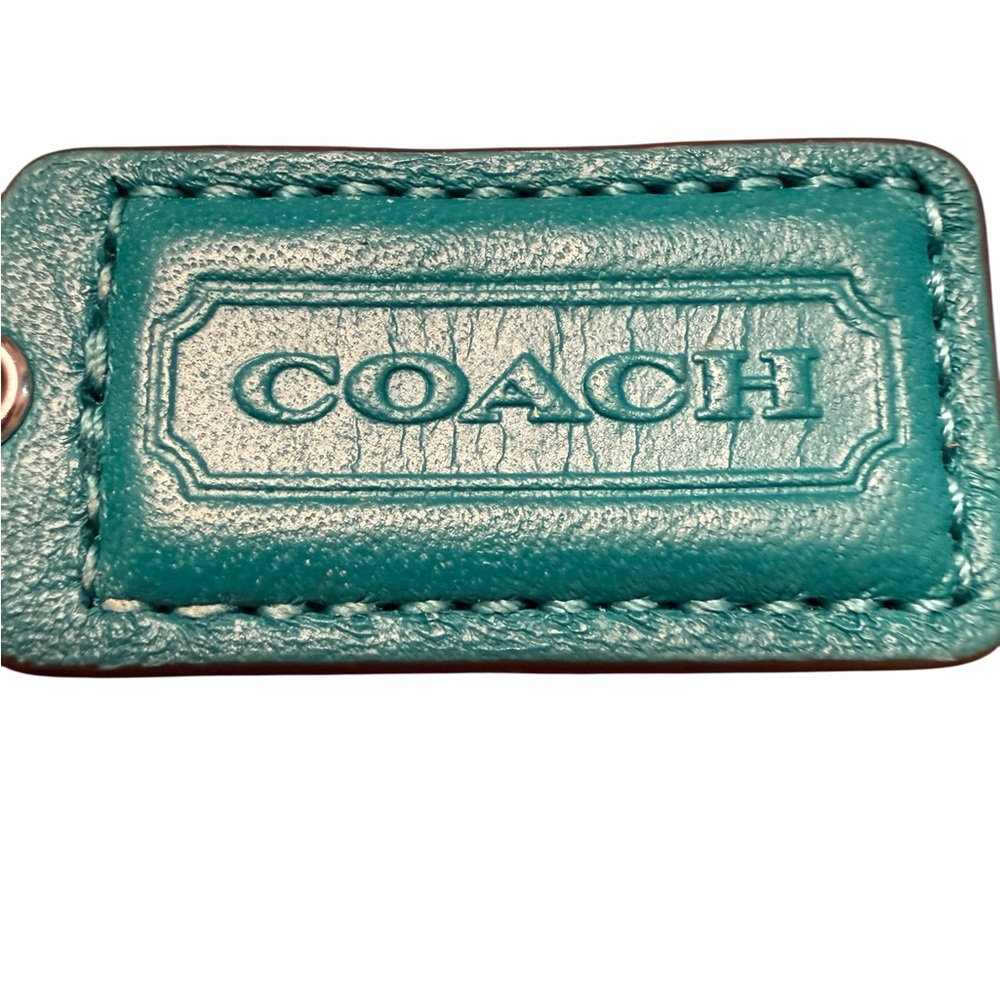Coach Turquoise Leather Key Tag with Embossed Logo - Picture 4 of 4
